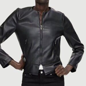 Zara Outerwear Faux Leather Peplum Moto Jacket Size XS EUC